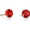 Namana Orecchini Punto Luce in Argento Sterling 925 Placcato Oro Giallo, Piccoli Orecchini Donna Oro Rotondi Solitari, Semplici Orecchini Rosso Rubino per Donna e Ragazza con Zirconi Tondi Rossi