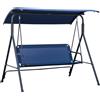 EasyComfort Dondolo da Giardino 3 Posti con Tettuccio Regolabile, Tessuto Oxford e Acciaio, Blu Scuro