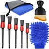 Xemnys Set di 8 pennelli per la pulizia dell'abitacolo dell'auto, spazzole per il detailing, set di pulizia con morbide spazzole e panno in microfibra per la casa e l'interno dell'auto