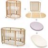 STOKKE - Pack Culla Mini Natural + Kit Estensione + Materasso per Sleepi Mini e Lettino + Lenzuolo Sleepi Mini e Lettino
