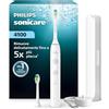 Philips Sonicare Serie 4100 - Spazzolino elettrico sonico con sensore di pressione, 4 impostazioni, EasyStart, SmarTimer, autonomia 21 giorni, custodia, bianco, HX4044/41, [Nuovo]