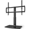 Hemudu Supporto TV da Tavolo, Universale per 32-70 Pollici, Staffa TV Regolabile in Altezza, Base in Vetro Temperato ad Alta Resistenza, MAX 50 kg, VESA Massimo 600x400 mm
