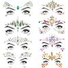 SHINEYES 8 Pezzi Gemma Viso Gioielli Adesivi per Musica Festival Festa Vacanze, Strass Viso Gemme per Halloween Natale, Viso Glitter Sticker Tatuaggio Temporaneo per Compleanno Carnevale