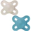 Mam 2pz Ciuccio Start Nanò in Caucciù Bio-Circolare Naturale 0-2m - Bianco e Azzurro