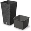 Prosperplast Vaso con riserva acqua 20x20x38cm Antracita - FURU