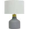 Relaxdays Lampada Tavolo, Base Cemento, Paralume in Tessuto, E27, HxD 35x25 cm, Comodino con Cavo