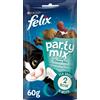 Purina Felix Party Mix Gatto Snack Ocean Mix con Salmone, Merluzzo e Trota, 60 Gr