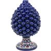 sicilia bedda - Pigna Siciliana con Piede Decorato - Modello Maioliche - Ceramica di Caltagirone (Altezza 32 x 18, Blu)