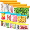 IDEATECH Sacchetti Alimenti Richiudibili Silicone Freezer 15 Pack Riutilizzabili Buste Congelatore Ermetici Cibo Zip BPA Free Gelo Conservare Verdura Frutta