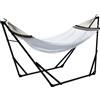 Outsunny Supporto per Amaca 120kg max con Amaca e Borsa Incluse, in Metallo, 263x89x100 cm, Nero e Bianco | Aosom Italy