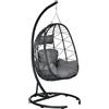 Outsunny Sedia Sospesa Outdoor Sedia Sospesa Egg Chair, resistente alle intemperie, incluso Cuscino, 102 cm x 102 cm x 195 cm, Grigio Scuro