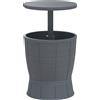 Outsunny Tavolo a glaciere 3 in 1, tavolo da cocktail con secchio per ghiaccio, piano telescopico per giardino, Ø 49 x 58-84 cm, grigio