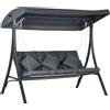 Outsunny Dondolo da Giardino 3 Posti con Tettuccio Parasole Regolabile, Dondolo da Esterno con Cuscini Imbottiti in Poliestere, Portata 320 kg, 202x115x168 cm, Grigio Scuro | Aosom Italy