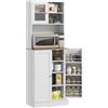 HOMCOM Dispensa da Cucina Porta Microonde con Ripiani Aperti e Armadietto con Portaspezie, 60x35x169 cm, Bianco | Aosom Italy