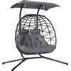 Outsunny Sedia a Dondolo con Cuscino, Struttura in Acciaio, Resistente fino a 260 kg, Grigio Scuro | Aosom Italy