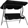 Outsunny Dondolo 3 Posti con Tettuccio Regolabile e Cuscini, in Acciaio e Poliestere, 170x110x153 cm, Nero | Aosom Italy