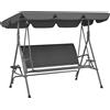 Outsunny Dondolo da Giardino 3 Posti in Rattan PE e Acciaio con Tettuccio e Portabicchieri, 204x112x150 cm, Grigio | Aosom Italy