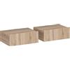HOMCOM Set di 2 Comodini Sospesi Moderni con Cassetto in Legno, 40x30x15cm, Rovere | Aosom Italy