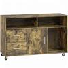HOMCOM Mobile Porta Stampante a Rotelle con 2 Cassetti, 3 Ripiani e 2 Armadietti, in Legno, 100x35x65 cm, Marrone | Aosom Italy