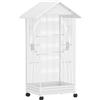 PawHut Gabbia per Uccelli, Voliera in Acciaio con Ruote, 79x65x155cm, Bianco | Aosom Italy