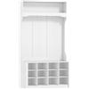 HOMCOM Appendiabiti 4-in-1 con Panca, Panca d'Ingresso con 12 Scomparti per Scarpe, 6 Ganci e Mensola Aperta, Bianco | Aosom Italy