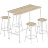 HOMCOM Set da Pranzo 5 Pezzi con Bancone da Bar 110x50x89.5 cm e Sgabelli Ø30x60.5 cm in Legno e Metallo Color Legno | Aosom Italy