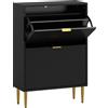 HOMCOM Mobile portascarpe 12 paia con 2 cassetti ribaltabili, ante scanalate e ripiani regolabili, 60x24x91,5cm, nero | Aosom Italy