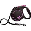 FLEXI GUINZAGLIO FLEXI BLACK DESIGN TG M CON FETTUCCIA 5 MT NERO/ROSA
