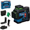 Bosch Professional Livella laser a linee GLL 12V-100-33 CG (3 linee laser verdi a 360°, raggio d'azione 100 m (raggio), Levelling Remote, LB 10, DK 20, GBA 12V 2.0Ah, GAL 12V-40, custodia, L-Boxx)