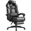 SONGMICS Sedia Gaming, Sedia Ufficio Scrivania, Ergonomico, con Poggiapiedi, Poggiatesta Regolabile, Cuscino Lombare, Portata 150 kg, Nero OBG077B01