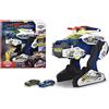 Dickie Toys - Veicolo della polizia Police Bot (35 cm) futuristica auto della polizia (grande) con funzione Transform, altre caratteristiche, suono giocattolo per bambini dai 3 anni in su, multicolore