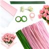 pangdapengpeng 300 Pezzi Scovolini Pipa Ciniglia Steli Set per Fai da Te, 4 Colori Rosa Bastoncini Decorativi in Ciniglia con Filo Floreale, Nastro, Stame per Fatto a Mano (Tulipani Rosa)