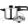 Fagor Commercial Fagor Dual Xpress Pentola a Pressione 6 Litri, Induzione, Express Super Rapida, Acciaio Inox. 18/10, tutti i tipi Cucine, Fondo termodiffusore, Regolatore di pressione, 5 sistemi di sicurezza, con