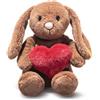 Steiff Hoppie - Coniglio di peluche con cuori, 16 cm, marrone, con orecchie pieghevoli, Soft Cuddly Friends, morbido peluche per coccole e giocare, per ragazze e ragazzi, lavabile in lavatrice
