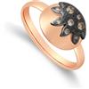 DODO Anello sole e luna in oro 9kt con diamanti brown