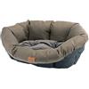 Ferplast Cuccia Gatto Interno, Lettino Divano per Cani, Cesta Gatto in Plastica Antiscivolo con imbottitura Lavabile, 52 x 39 x h 21 cm, Marrone