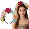 Ypkia Cerchietto per capelli con fiori, Dirndl da sposa, fascia per capelli, per carnevale, feste, costume (rosso rosato)