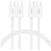 Belkin Confezione da 2 cavi intrecciati da USB-C a USB-C da 1,5 m, 240 W, cavo flessibile per ricarica rapida, cavo Type-C per iPhone 17 e iPhone 16 series, Galaxy S25, Pixel 10, iPad Pro ecc., bianco