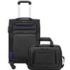 COOLIFE Valigia Cabina Morbida Trolley 58cm e 1 Borsa a Tracolla Grande | Valigia Cabina Morbida TSA & 4 Ruote Spinner, ultraleggera, 1200D idrorepellente - Viaggio Aereo & Affari