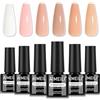 AIMEILI Rubber Base Gel Ricostruzione Unghie 5 in 1 Autolivellante Unghie per Semipermanente Strengthening Nail Polish 5ml Kit 6-86