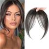 XFSRG Frangia Clip Capelli Veri Natural 3D Frontale Frangia Posticci Remy Human Hair Bang con Tempie per Donne(Marrone-nero)