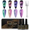 Shining She Smalto Semipermanente Unghie Magnetico,4 Colori Rosa Verde Viola Blu Glitter Cat Eye Smalti Semipermanenti per Unghie con Magnete,Soak-Off UV/LED per Nail Art Salone, 8ML