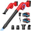 Qardoz Soffiatore per foglie senza fili con batterie 21V 2*3000mAh e caricabatterie, soffiatore elettrico 320CFM 180MPH, 3 livelli di velocità e 3 tubi di soffiaggio, soffiatori da giardino leggeri con turbo