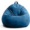 CEWROM Pouf a forma di goccia, per adulti, per interni, 100 x 120 cm, solo rivestimento (senza imbottitura), sacco da gioco, XL Giant Grey Bean Bag Chair per Outdoor Living Room Decor (blu scuro)