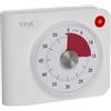 TFA Dostmann Timer analogico alimentato a batteria, 38.2058, con allarme extra forte e luce lampeggiante, 60 minuti, timer da cucina, timer per uova, adatto per lo sport o gli esami, magnetico, bianco