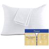 Precoco Set di 2 federe per cuscini king size in 100% cotone, con cerniera, bianche, per casa e hotel, in rasatello, con cerniera, per capelli e pelle, 50,8 x 91,4 cm