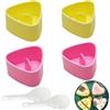 Gfamous 2 Grandi 2 Piccoli Stampi per Onigiri Sushi,con 2 cucchiaio,Stampo Onigiri,Onigiri Stampo,Stampo Onigiri Maker,Stampo triangolare Onigiri,rosa e giallo,Creare Facilmente Piatti di Sushi