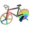 ACOLY Tagliapizza a forma di bicicletta, in acciaio inox, con doppia lama di taglio affilata e supporto per feste in cucina, amanti della cucina casalinga e della pizza