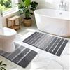 SHACOS Tappetini per Bagno Set di 2 Antiscivolo 45 x 65 cm, Tappeto Morbido Microfibra Lavabile Tappetino Assorbente, Grigio