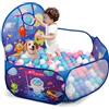 ZimiTeda Vasca Palline per Bambini con Gattini e Cagnolini - con Canestro da Basket, Pieghevole, per Interni/Esterni - 120 cm (Palline Non Incluse) (Space Rocket)